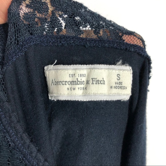 Abercrombie and Fitch Navy Lace Overlay Top Small - Picture 7 of 8